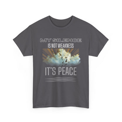 Male Heavy Cotton Tee - "My Silence is Not Weakness, It's Peace" - Inspirational Gift for Mindfulness, Self-Care, and Peace Lovers, [...]