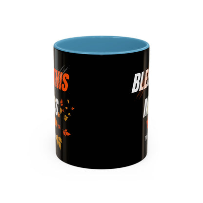 Bless This Mess Coffee Mug, Autumn Mug, Funny Mug Gift, Black Ceramic Mug, Fall Coffee Cup