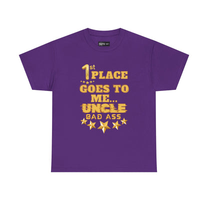 1st Place Uncle Badass Tee | Funny Gift for Uncle, Unisex Cotton Shirt, Family Reunion, Birthday Celebration, Casual Wear
