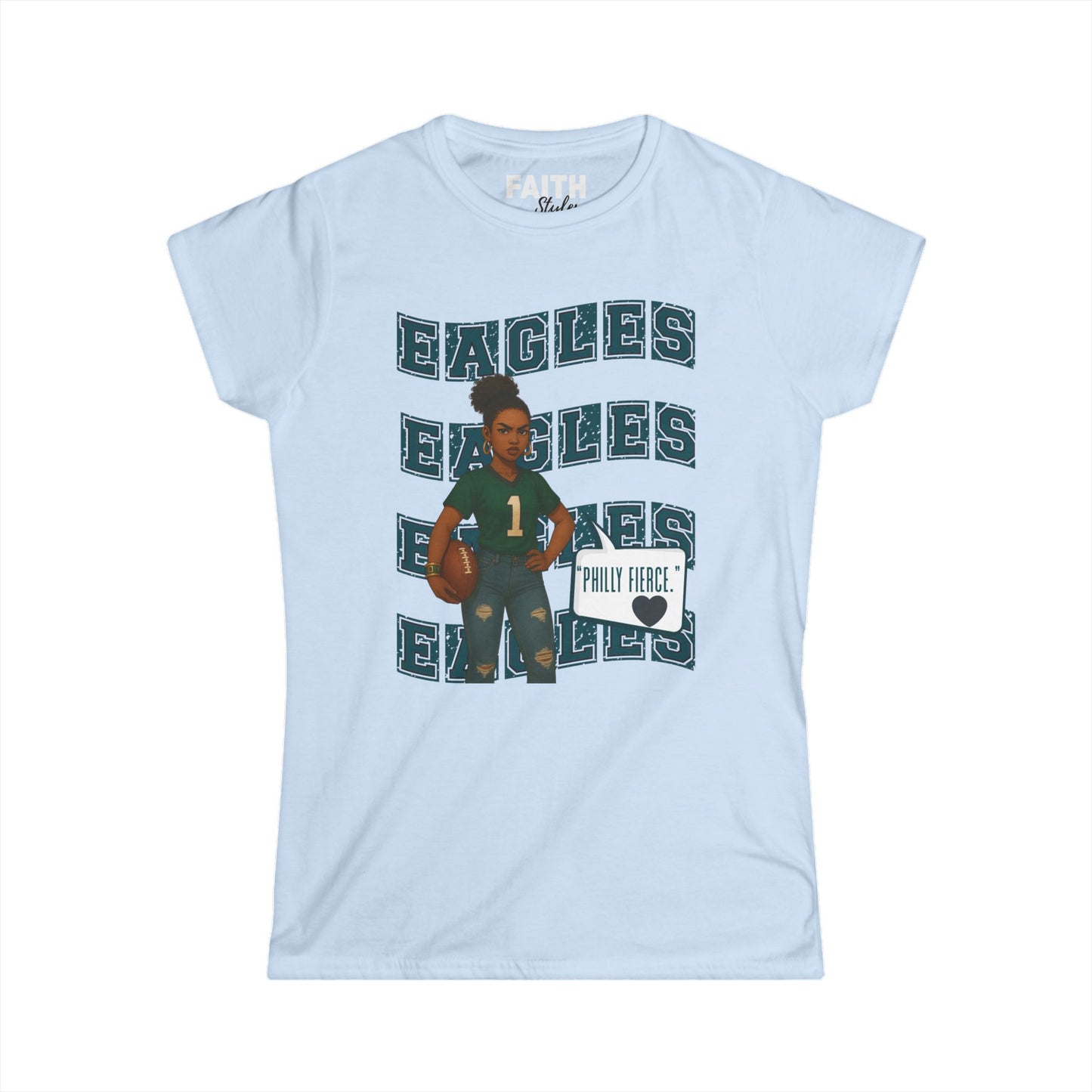 Cheerful Sports Tee for Women, Perfect for Game Day, Eagles Fan Shirt, Casual Wear, Unique Gift, Sports Apparel