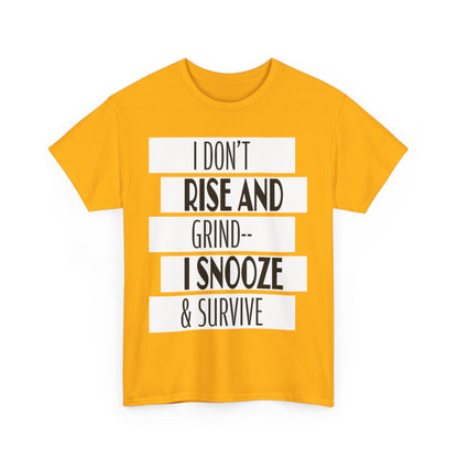 Funny Snooze Survival Tee for Lazy Days, Male's Cotton T-Shirt, Gift for Coffee Lovers, Sleepyhead Apparel, Relaxed Lifestyle Top